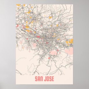 Póster San Jose - Califonia Chalk City Map