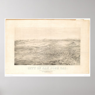 Póster San José, California. Mapa panorámico 1869 (1559A)