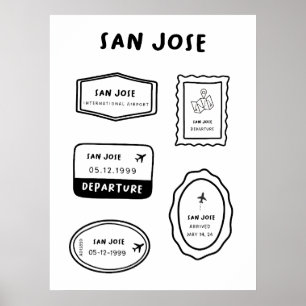 Póster San José - Colección de sellos de viaje   De minim