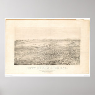Póster San Jose, mapa panorámico 1869 (1559A) del CA