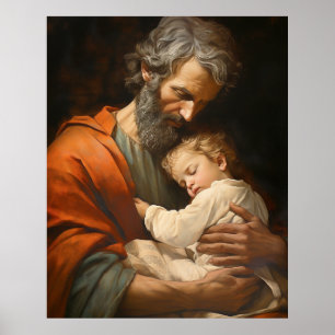 Póster San José y el Niño Jesús Religioso