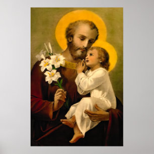 Póster San José y el Niño Jesús, santo católico