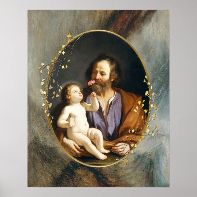Póster San José y Niño Jesús Santo-Guercino (Frente)