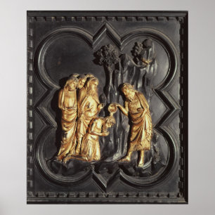 Póster San Juan Bautista bautizándose en el río