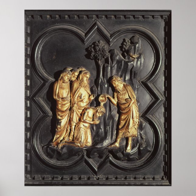 Póster San Juan Bautista bautizándose en el río (Frente)