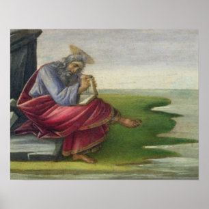 Póster San Juan el Divino en Patmos, escribiendo el libro
