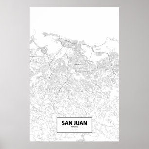 Póster San Juan, Puerto Rico (negro sobre blanco)