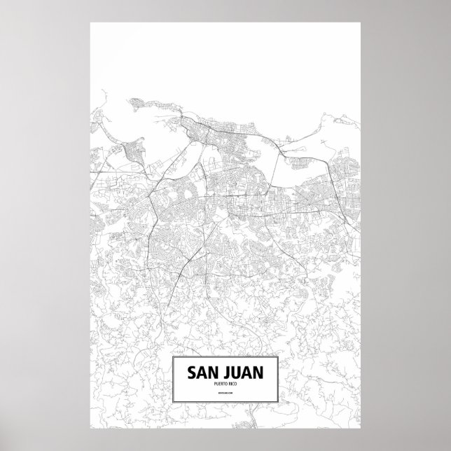 Póster San Juan, Puerto Rico (negro sobre blanco) (Frente)