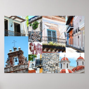 Póster San Juan viejo, Puerto Rico - poster del collage