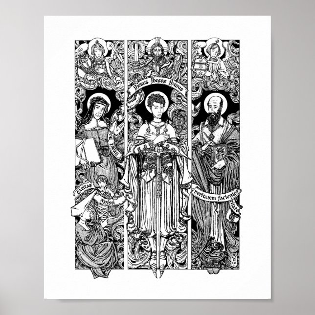 Póster San Juana con Sts. Louise y Francis de Sales (Frente)