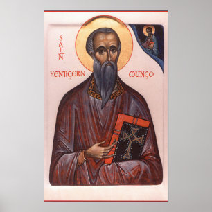 Póster San Kentigern Primer Obispo de Glasgow Icono de Im