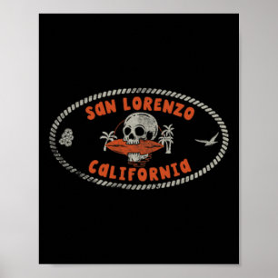 Póster San Lorenzo California Ca Surfista Retro Frente Y