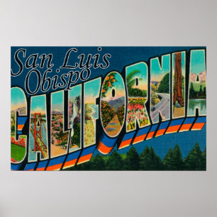 Póster San Luis Obispo, California - escena grande de la