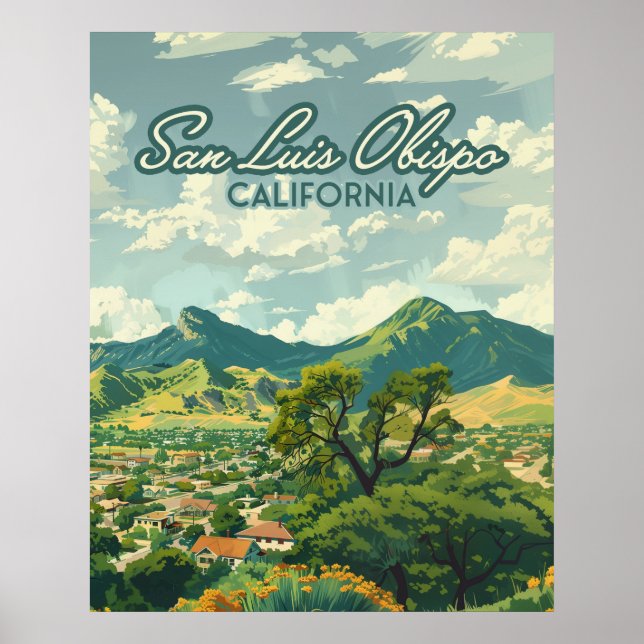 Póster San Luis Obispo SLO California Central Coast Retro (Frente)