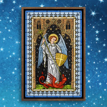 San Michael lucha contra el Poster de la Bestia