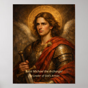Póster San Miguel Arcángel con armadura y espada