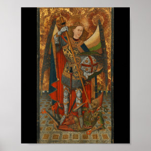 Póster San Miguel Arcángel derrotando a Satanás Cristo