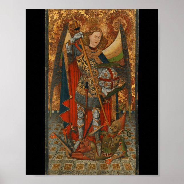 Póster San Miguel Arcángel derrotando a Satanás Cristo (Frente)