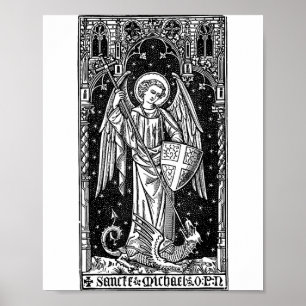 Póster San Miguel Arcángel derrotando a Satanás Cristo