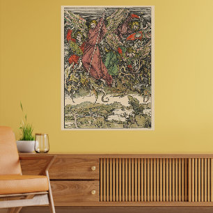 Póster San Miguel luchando contra el dragón por Albrecht