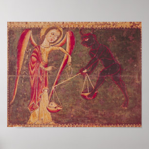 Póster San Miguel que pesa almas, de un altarpiece