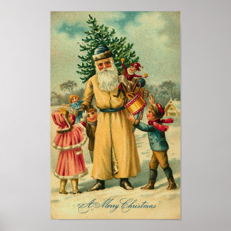 Póster San Nick y los niños en los Navidades