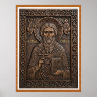 Póster San Nicolás, letras ortodoxas de madera nueva virg