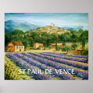Póster San Pablo De Vence y lavanda