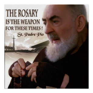 PÓSTER SAN PADRE PIO Y EL ROSARIO