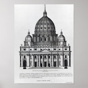 Póster San Pedro, Roma, grabado por C. Campbell