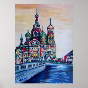Póster San Petersburgo Con La Iglesia Del Salvador En San