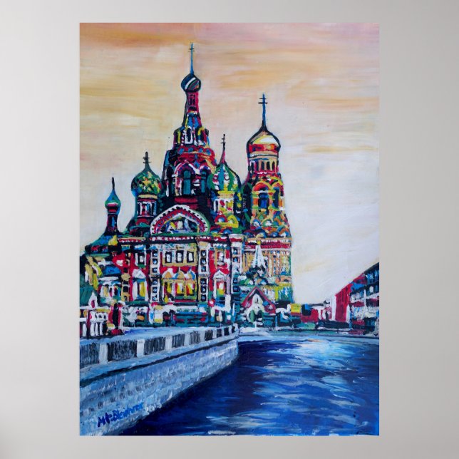 Póster San Petersburgo Con La Iglesia Del Salvador En San (Frente)