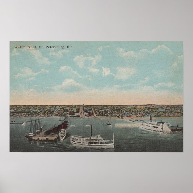 Póster San Petersburgo, FL - Vista costera con (Frente)