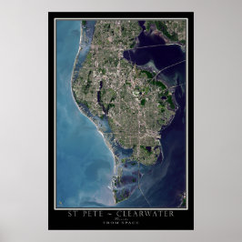 Póster San Petersburgo - Mapa del satélite Clearwater Flo