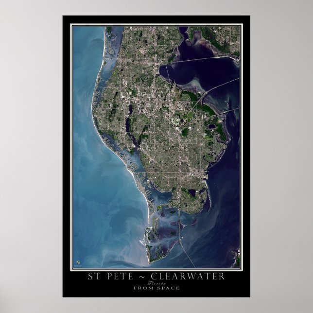 Póster San Petersburgo - Mapa del satélite Clearwater Flo (Frente)