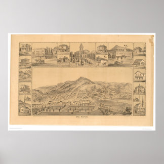Póster San Rafael, California. Mapa panorámico (1576A)