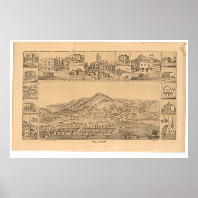 Póster San Rafael, California. Mapa panorámico (1576A) (Frente)