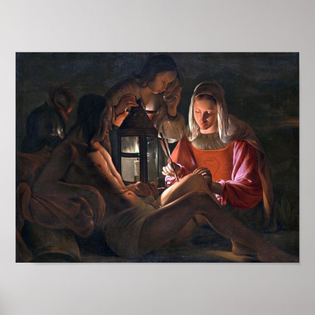 Póster San Sebastián abrazado por Irene, La Tour (Frente)