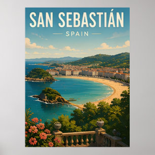 Póster San Sebastián España Costa Vasca Y Viaje Gastronóm