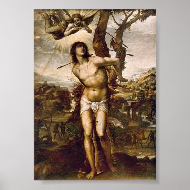 Póster San Sebastián y Madonna con santos de Il Sodoma (Frente)