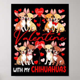 Póster San Valentín con mi pareja de Chihuahuas Disfraz d
