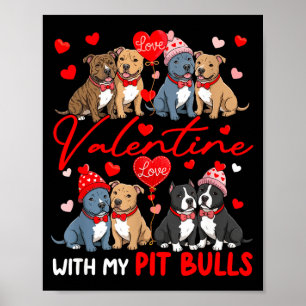 Póster San Valentín con mi pareja de pit bulls disfraz de