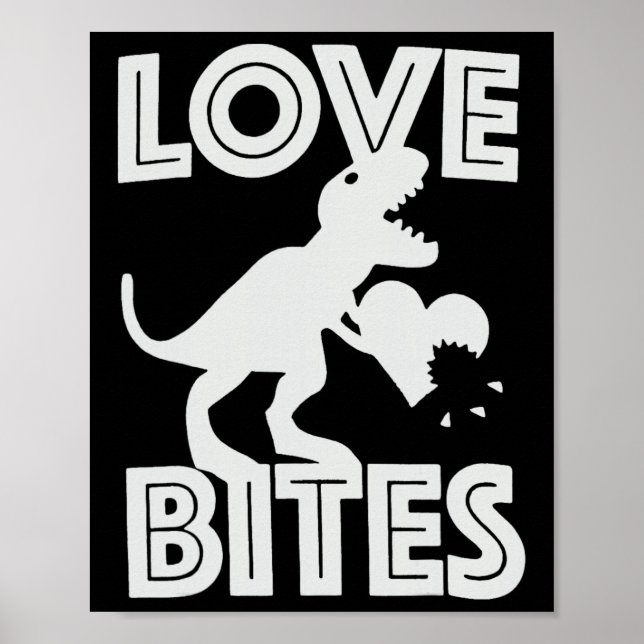 Póster San Valentín de Dinosaurio Mordiscos de Amor  (Frente)