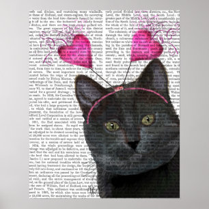 Póster San Valentín de gato negro