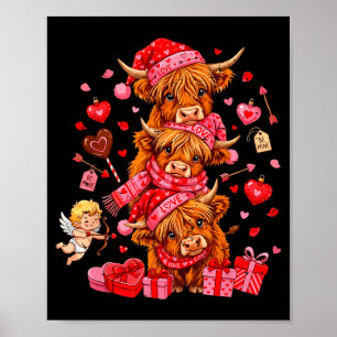 Póster San Valentín Divertido Amante de la Vaca Highland 