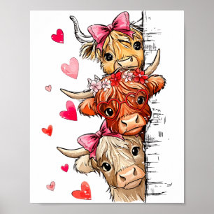 Póster San Valentín Divertido Amante de la Vaca Highland