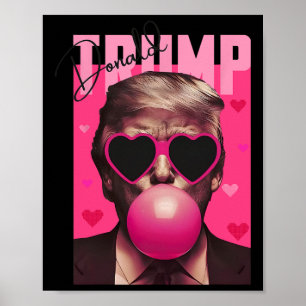 Póster San Valentín Divertido Trump Chicle Rosa Burbuja L