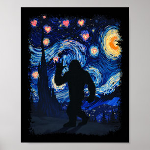 Póster San Valentín Van Gogh Noche estrellada Bigfoot Sas