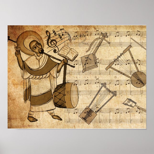 Póster San Yared y los instrumentos musicales etíopes (Frente)