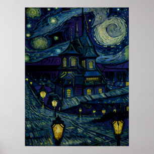 Póster Sanctuario Starry al estilo Van Gogh